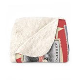Kate McEnroe New York Mid Century Modern Vintage Christmas Stamp Blanket, Retro Postage Atomic Starburst Kitsch Sherpa ThrowBlankets33712513817882950923