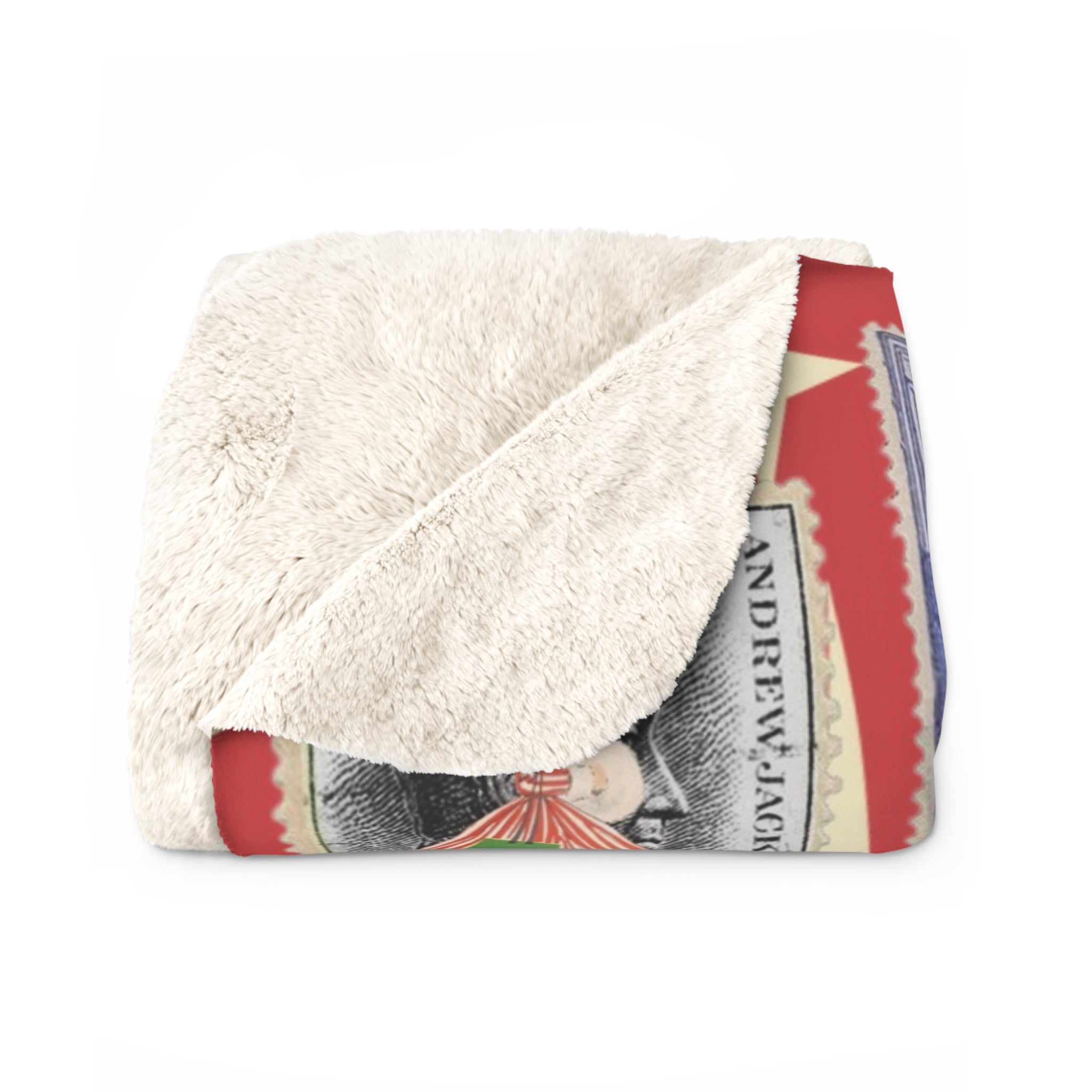 Kate McEnroe New York Mid Century Modern Vintage Christmas Stamp Blanket, Retro Postage Atomic Starburst Kitsch Sherpa ThrowBlankets33712513817882950923