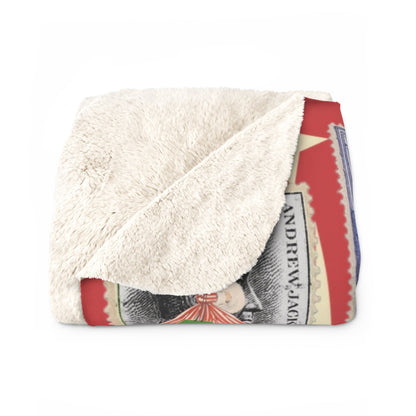 Kate McEnroe New York Mid Century Modern Vintage Christmas Stamp Blanket, Retro Postage Atomic Starburst Kitsch Sherpa ThrowBlankets33712513817882950923