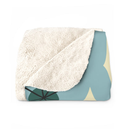 Kate McEnroe New York Mid Century Modern Vintage Sherpa Blanket, Retro Aqua Fleece ThrowBlankets31998601533718633552