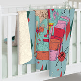 Kate McEnroe New York Mid Century Modern Vintage Sherpa Blanket, Retro Aqua Fleece ThrowBlankets31998601533718633552