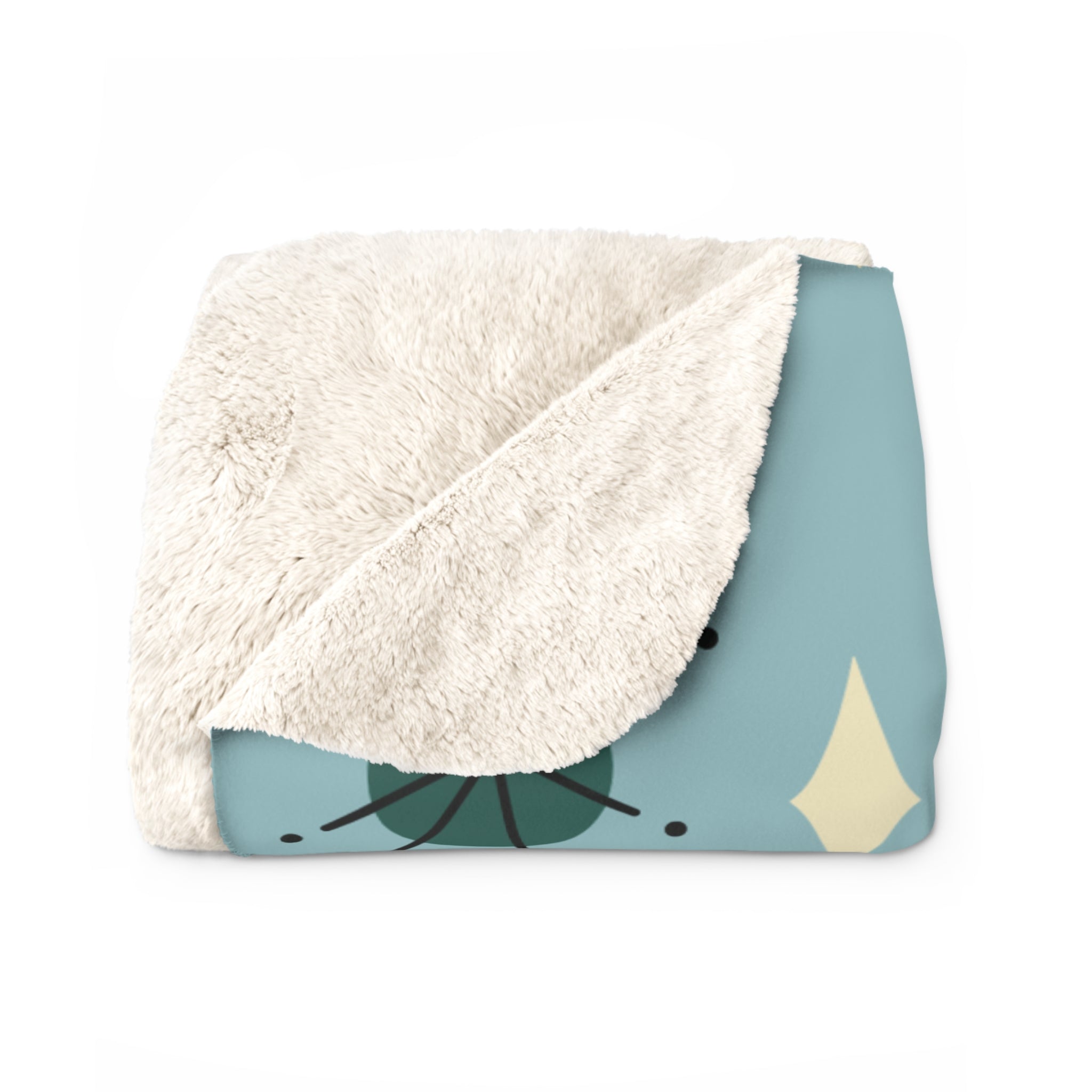 Kate McEnroe New York Mid Century Modern Vintage Sherpa Blanket, Retro Aqua Fleece ThrowBlankets31998601533718633552