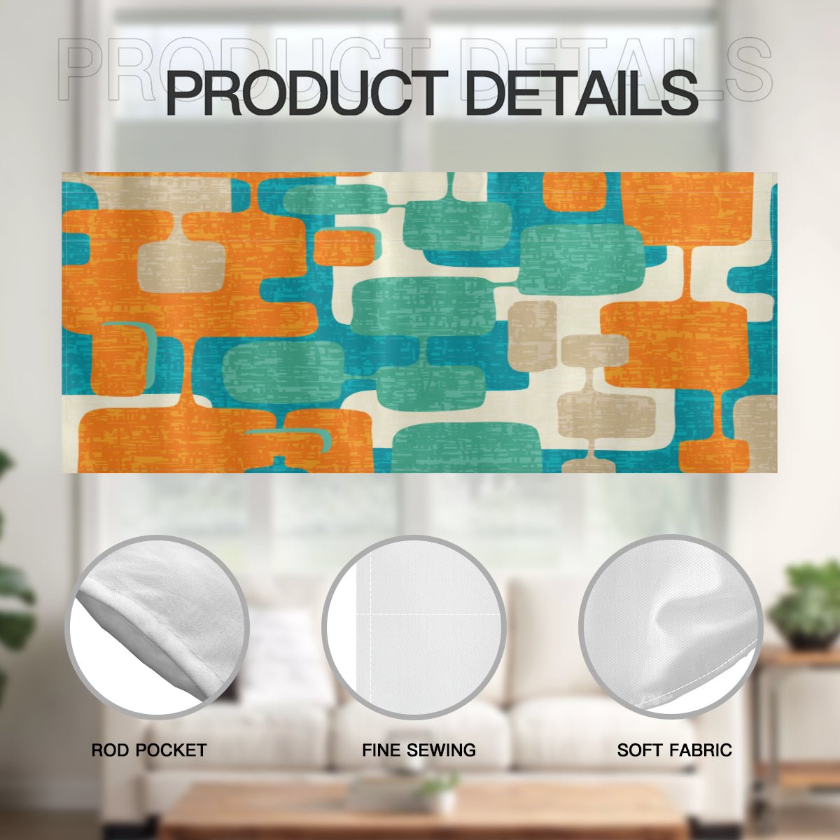 Kate McEnroe New York Mid Century Modern Window Valance, Retro Geometric Atomic Kitchen CurtainValancesH5KRTB - 33VFAS - 22DRJ7