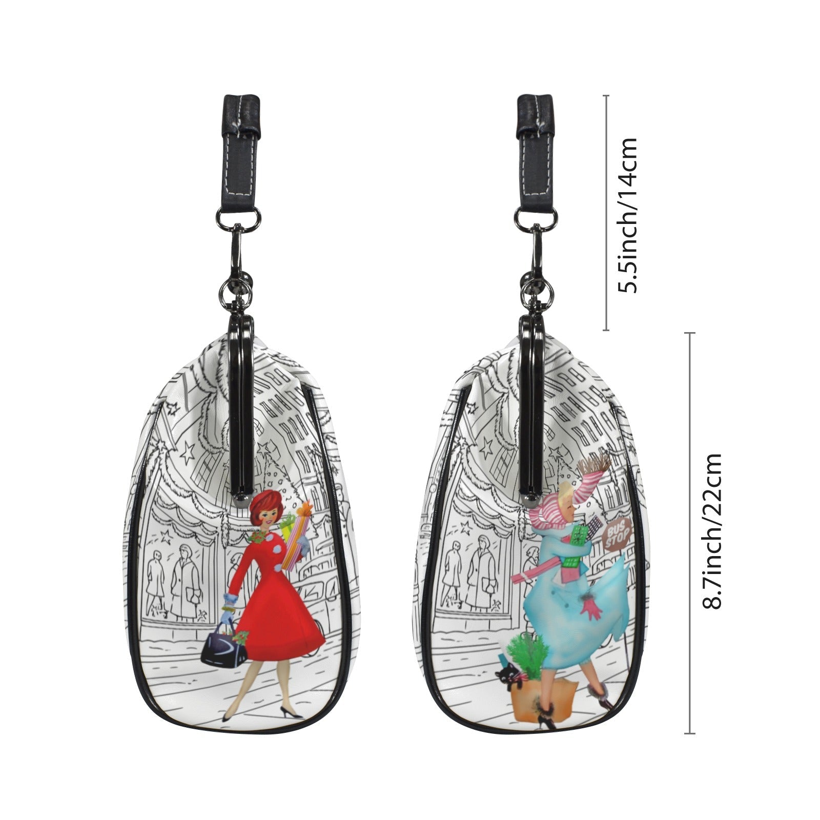 Kate McEnroe New York Mid Century NYC Christmas Kiss Lock Purse Retro Swanky HandbagCrossbody BagsD3258424