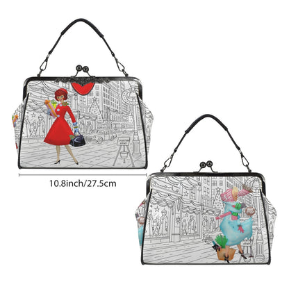 Kate McEnroe New York Mid Century NYC Christmas Kiss Lock Purse Retro Swanky HandbagCrossbody BagsD3258424