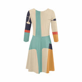 Kate McEnroe New York Mid Century Retro 50s Geometric 3/4 Sleeve SundressDressesDG1548365DXH774D