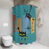 Kate McEnroe New York Mid Century Retro Modern Atomic Cat Geometric Shower CurtainsShower CurtainsS40 - PEP - CAT - 7X9