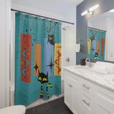 Kate McEnroe New York Mid Century Retro Modern Atomic Cat Geometric Shower CurtainsShower CurtainsS40 - PEP - CAT - 7X9