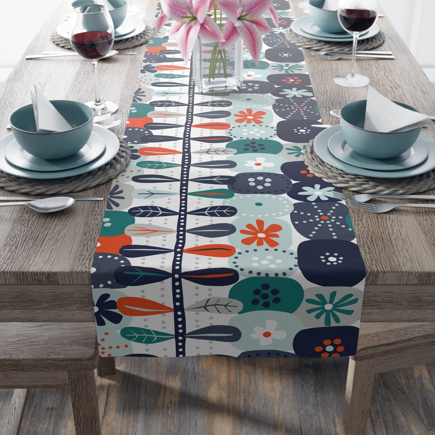 Kate McEnroe New York Mid Century Scandinavian Danish Modern Floral Table RunnerTable Runners22415847353873602292