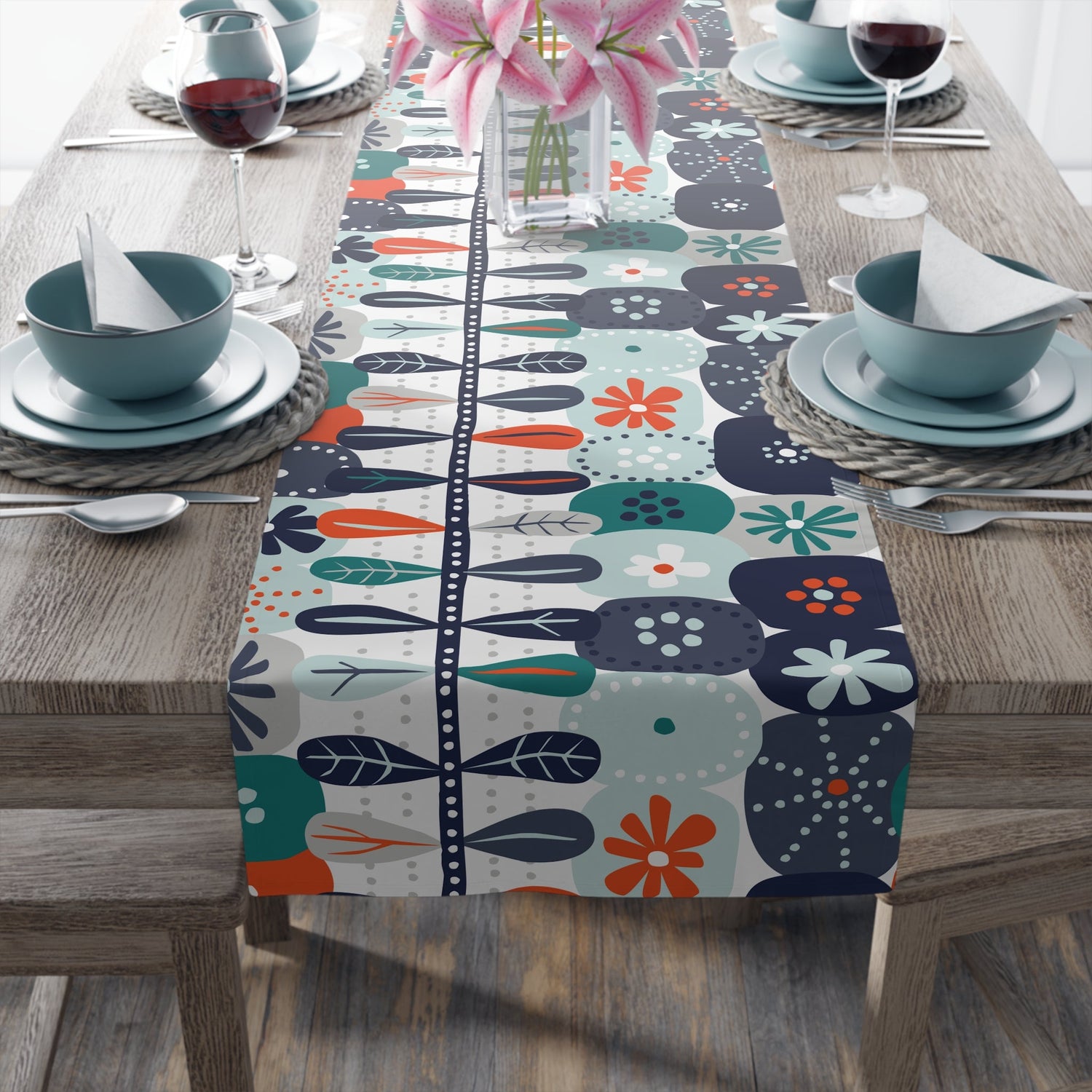 Kate McEnroe New York Mid Century Scandinavian Danish Modern Floral Table RunnerTable Runners22415847353873602292