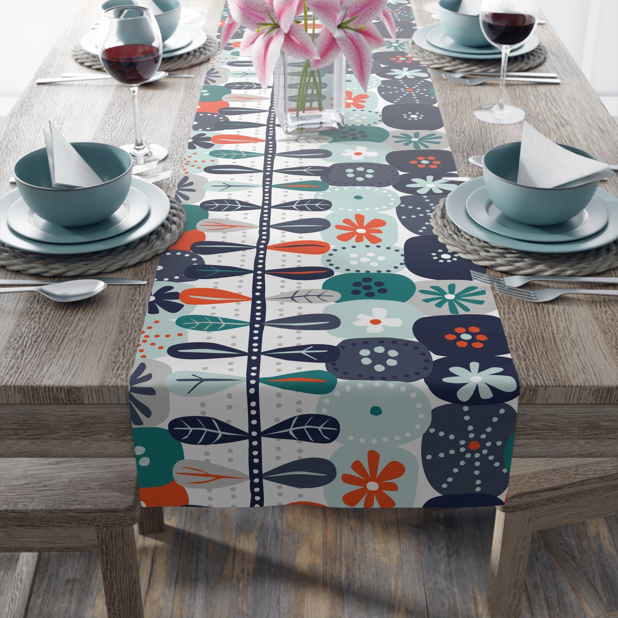 Kate McEnroe New York Mid Century Scandinavian Danish Modern Floral Table RunnerTable Runners22415847353873602292