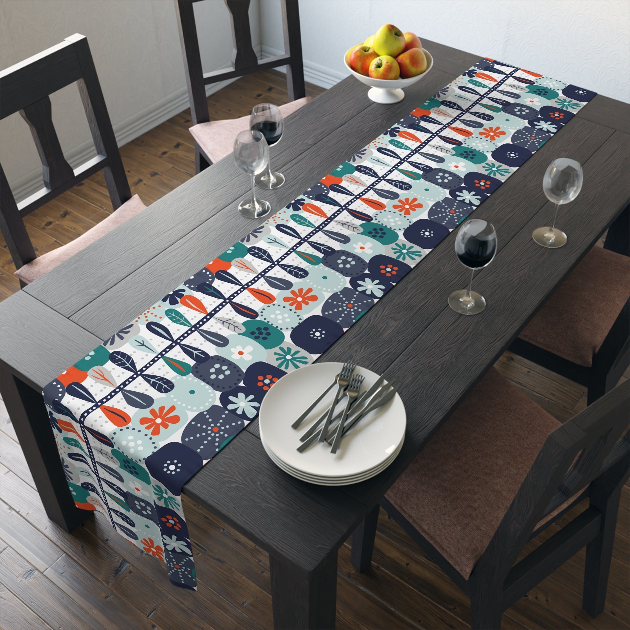 Kate McEnroe New York Mid Century Scandinavian Danish Modern Floral Table RunnerTable Runners22415847353873602292