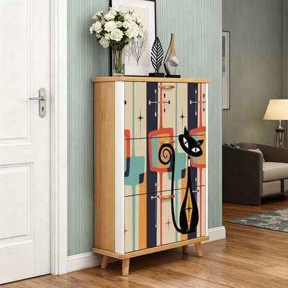Kate McEnroe New York Mid Mod Atomic Cat 3-Tier Shoe Cabinet, Retro Boomerang Starburst Mudroom Organiser, MCM Entryway StorageShoe StoragebNaNXlzIBg