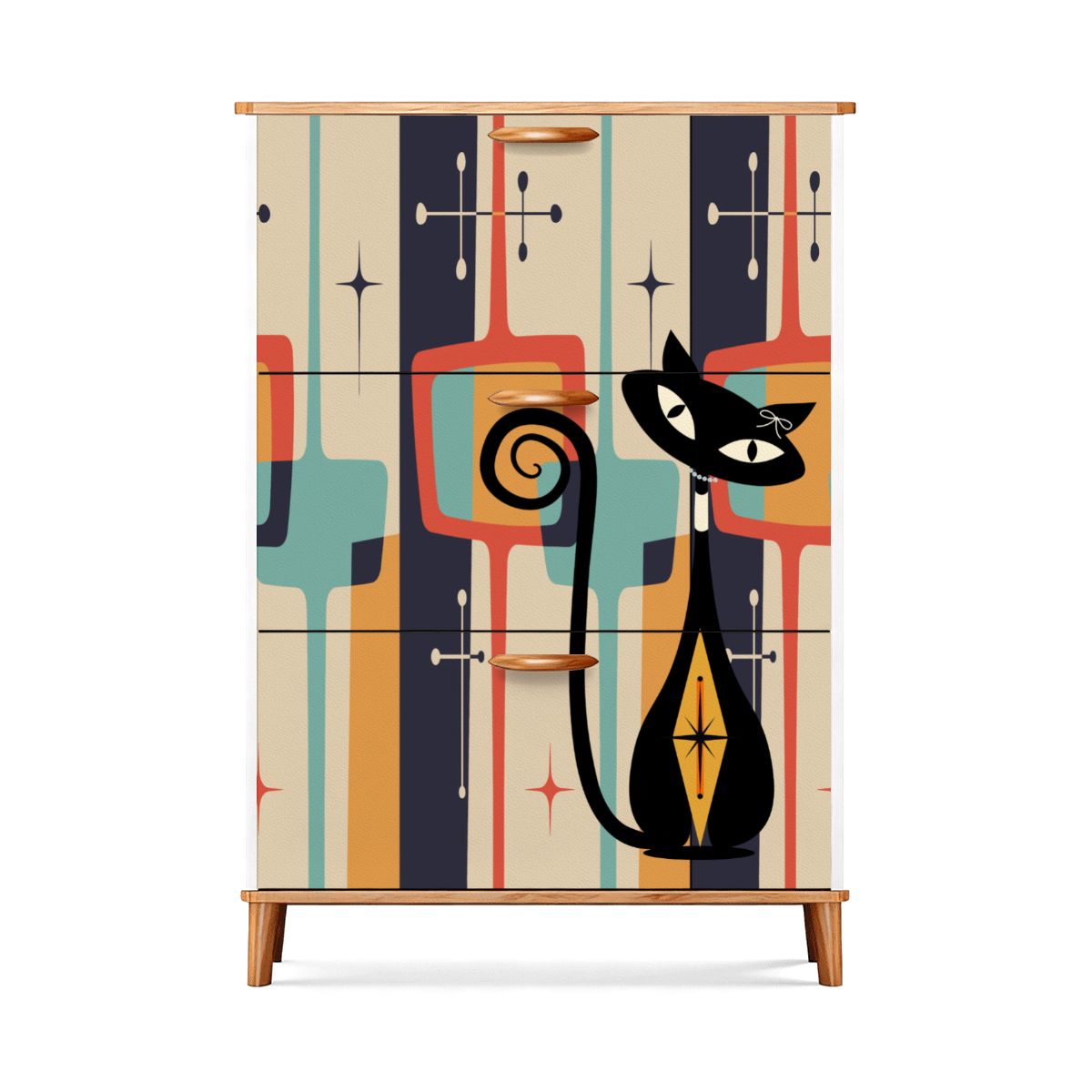 Kate McEnroe New York Mid Mod Atomic Cat 3-Tier Shoe Cabinet, Retro Boomerang Starburst Mudroom Organiser, MCM Entryway StorageShoe StoragebNaNXlzIBg