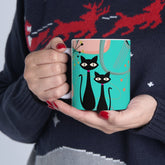 Kate McEnroe New York Mid Mod Atomic Cat Ceramic Mug, 11oz MCM Retro Mid Century Modern, Turquoise, Pink Boomerang Starbursts Coffee, Tea Drinkware - 127581923Mugs23841630601813893934