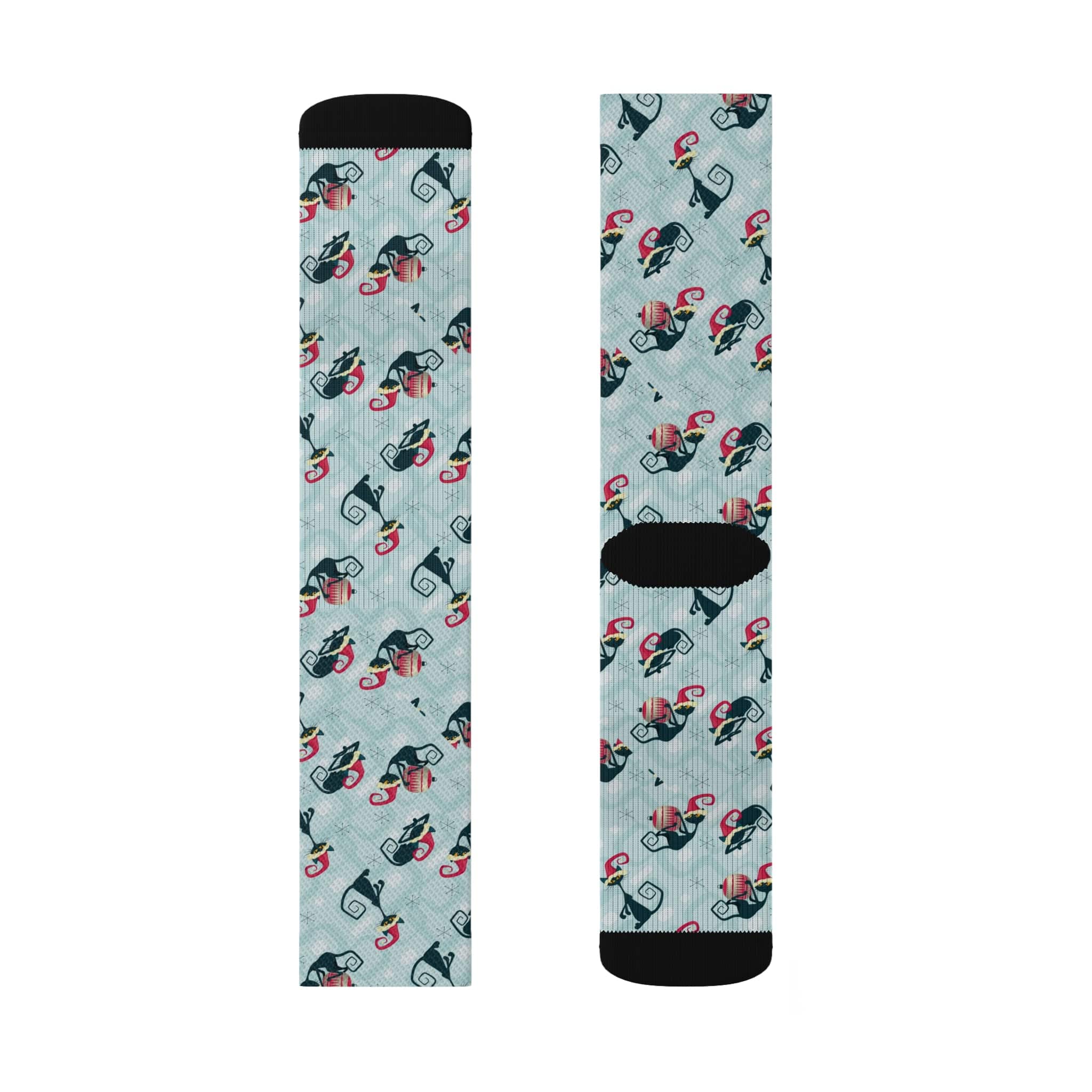 Kate McEnroe New York Mid Mod Atomic Cat Retro Christmas Cozy Crew Length Socks, Fleece Lined, Ribbed Tubes, Cushioned Bottoms, Holiday Gifts, Stocking StuffersSocks88455601981600735697
