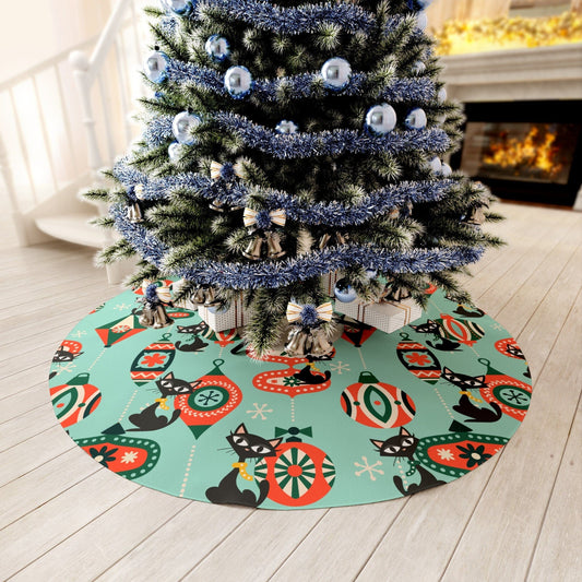 Kate McEnroe New York Mid Mod Atomic Cat Retro Vintage Christmas Ornaments Tree Skirt, Mid Century Modern Kitschy Holiday Decor Christmas Tree Skirts 30972463453838059249