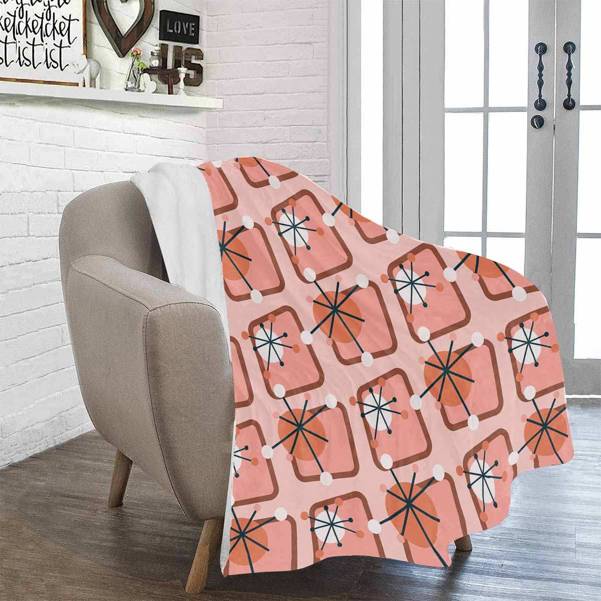 Kate McEnroe New York Mid Mod Atomic Starburst Coral Micro Fleece BlanketBlanketsDG1500810DXH6428D