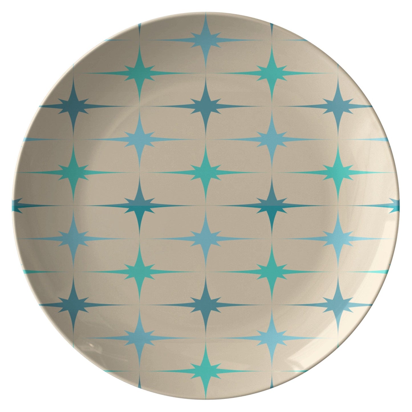 teelaunch Mid Mod Atomic Starburst Plate, 50s Vintage Mid Century Modern Beige, Turquoise, Sky Blue Dinnerware, Decorative Dishes, MCM Kitchen Gifts - 131982723 Kitchenware
