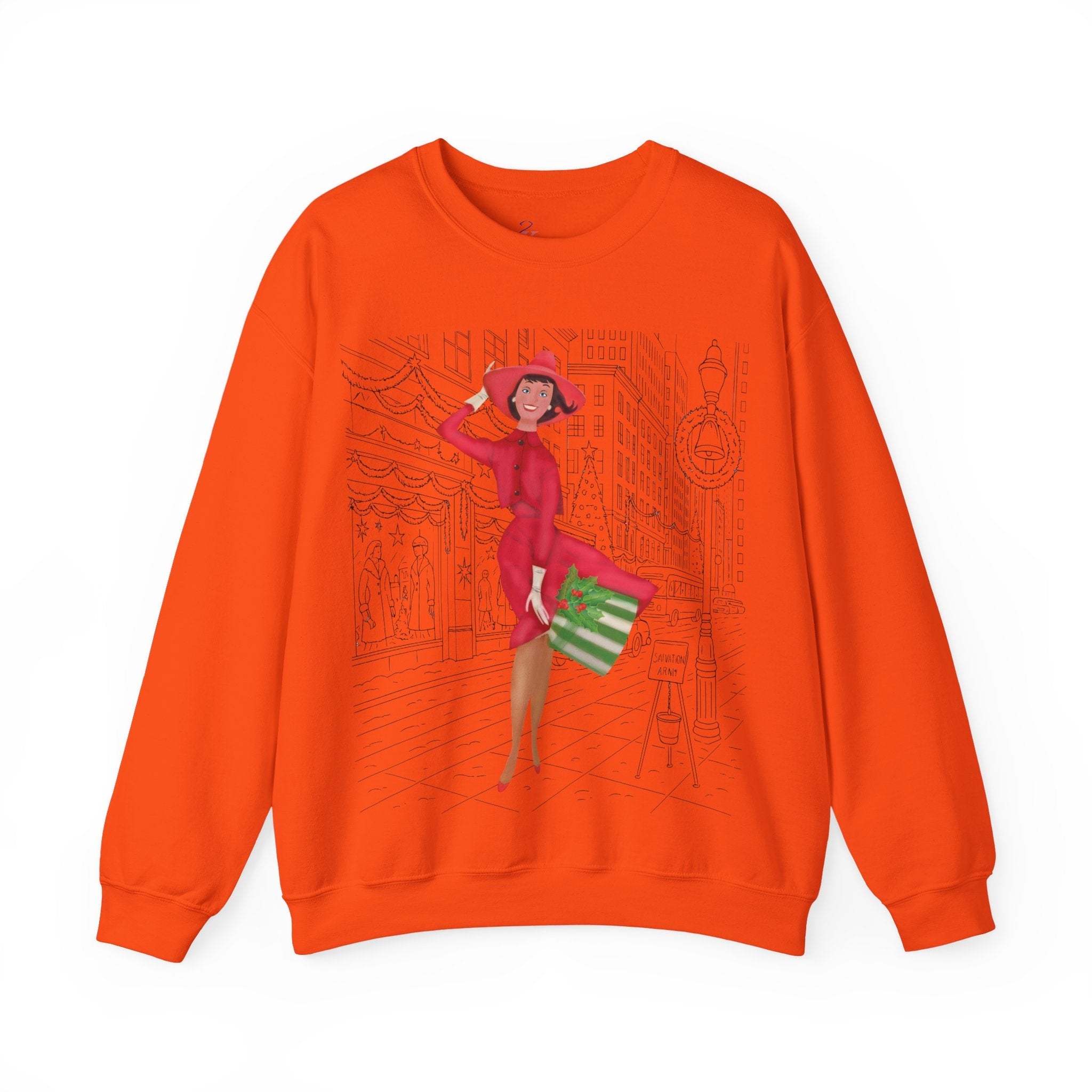 Kate McEnroe New York Mid Mod Cityscape Holiday Sweatshirt, Retro Vintage 50s Christmas CrewneckSweatshirts17808635028264976579