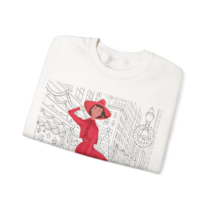 Kate McEnroe New York Mid Mod Cityscape Holiday Sweatshirt, Retro Vintage 50s Christmas CrewneckSweatshirts17808635028264976579