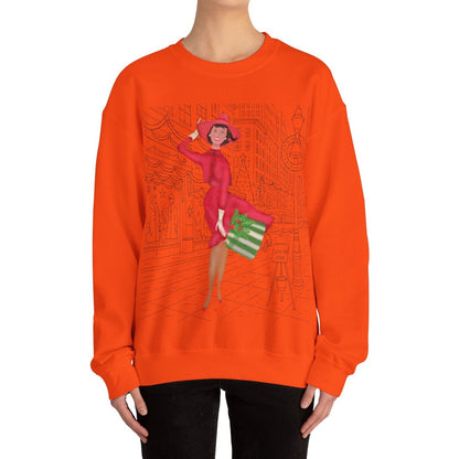 Kate McEnroe New York Mid Mod Cityscape Holiday Sweatshirt, Retro Vintage 50s Christmas CrewneckSweatshirts17808635028264976579