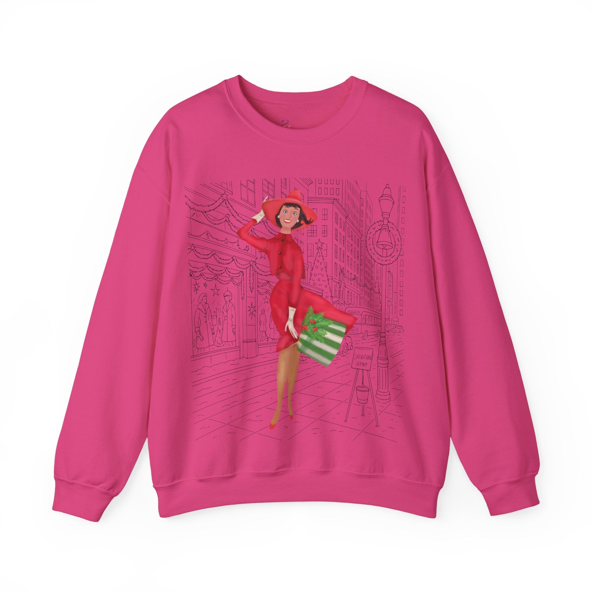 Kate McEnroe New York Mid Mod Cityscape Holiday Sweatshirt, Retro Vintage 50s Christmas CrewneckSweatshirts18871664530893011467