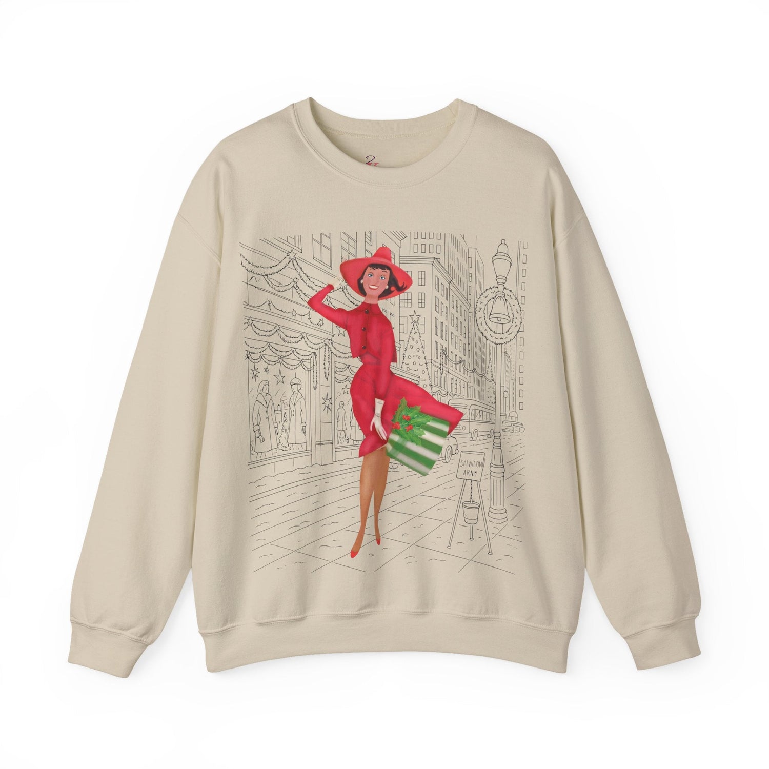 Kate McEnroe New York Mid Mod Cityscape Holiday Sweatshirt, Retro Vintage 50s Christmas CrewneckSweatshirts21269430943458629410