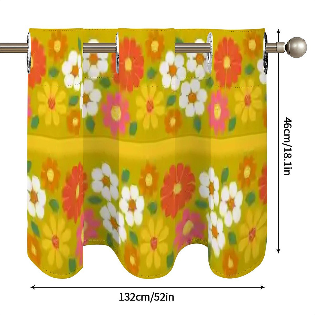 Kate McEnroe New York Mid Mod Daisy Window Valance, Retro Groovy Floral Kitchen Curtain, 60s Grommet Tier PanelValancesIMPdfTFnvZ