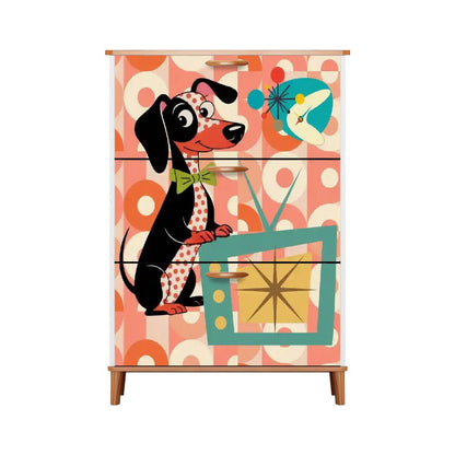 Kate McEnroe New York Mid Mod Doxie Dog Retro Dachshund TV Shoe CabinetShoe StoragefZPjwA8pGD