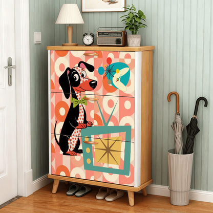 Kate McEnroe New York Mid Mod Doxie Dog Retro Dachshund TV Shoe CabinetShoe StoragefZPjwA8pGD