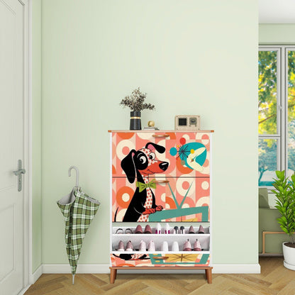 Kate McEnroe New York Mid Mod Doxie Dog Retro Dachshund TV Shoe CabinetShoe StoragefZPjwA8pGD