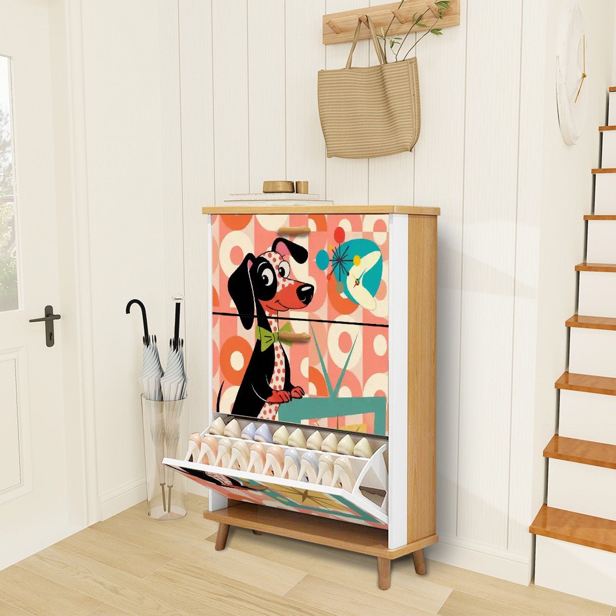 Kate McEnroe New York Mid Mod Doxie Dog Retro Dachshund TV Shoe CabinetShoe StoragefZPjwA8pGD