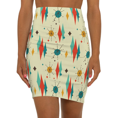 Printify Mid Mod Franciscan Diamond Starburst Women's Mini Skirt All Over Prints M / Seam thread color automatically matched to design 87308488426371962252