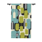 Kate McEnroe New York Mid Mod Geometric Abstract Retro Teal, Lime Green, Gray, Black Window CurtainsWindow CurtainsW3D - ORA - GRA - SH3