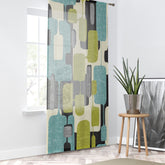 Kate McEnroe New York Mid Mod Geometric Abstract Retro Teal, Lime Green, Gray, Black Window CurtainsWindow CurtainsW3D - ORA - GRA - SH3