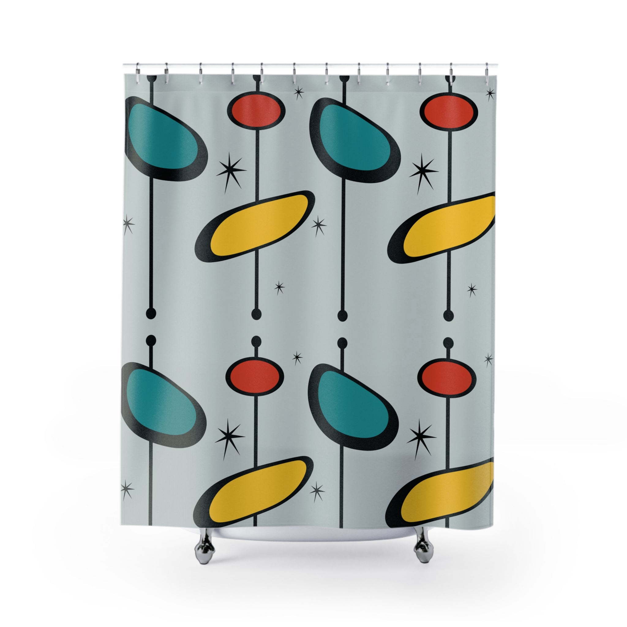 Kate McEnroe New York Mid Mod Geometric Retro Googie Shower Curtain, Mid Century Modern Atomic Starburst Bathroom DecorShower Curtains14639183775605414055