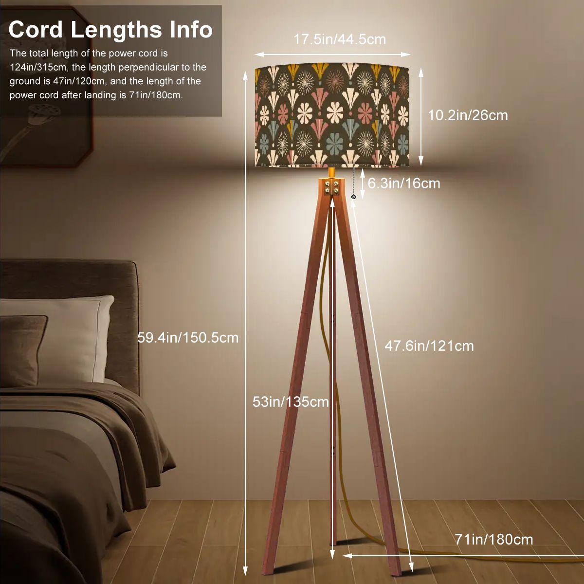 Kate McEnroe New York Mid Mod Groovy 60s Floral Starburst Mid Century Tripod Floor LampTripod Floor LampsHziqiUJ0dI