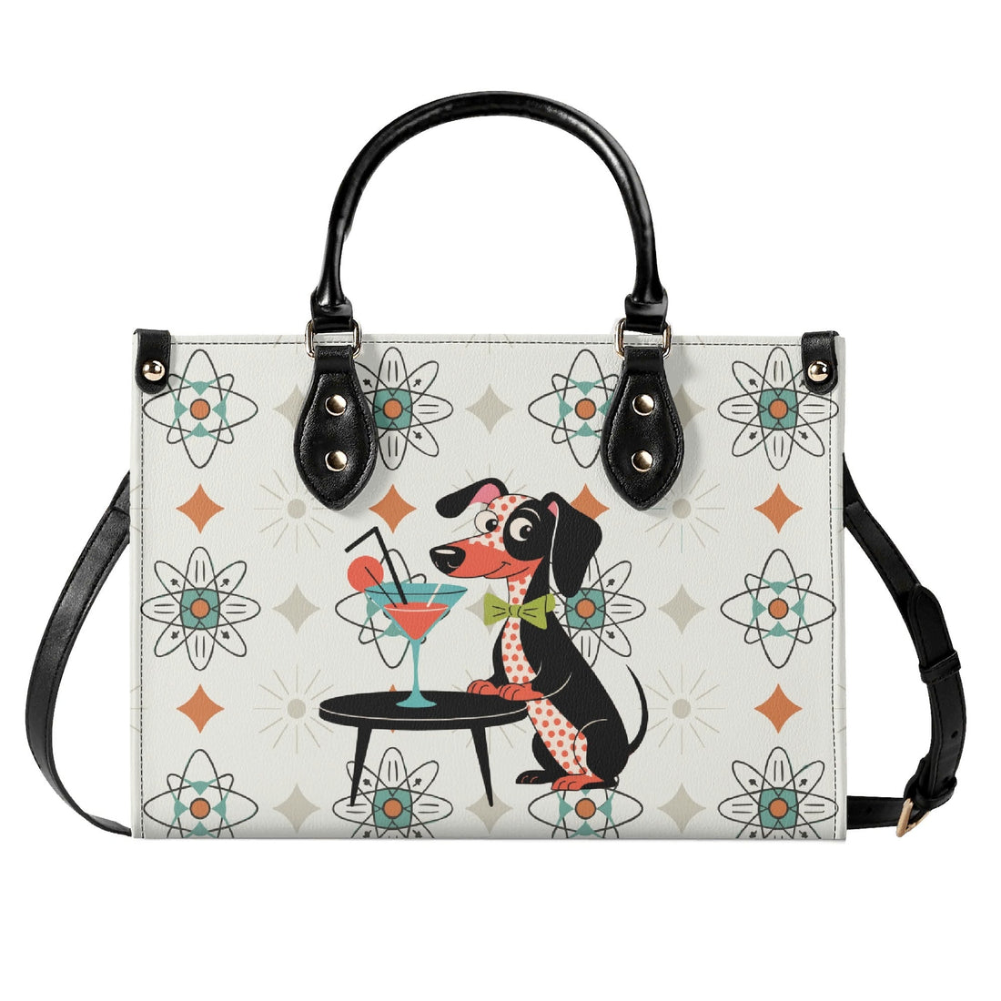 Kate McEnroe New York Mid Mod Kitsch Doxie Dog Atomic Starbursts MCM Cocktail SatchelHandbagsY576MXVW-1