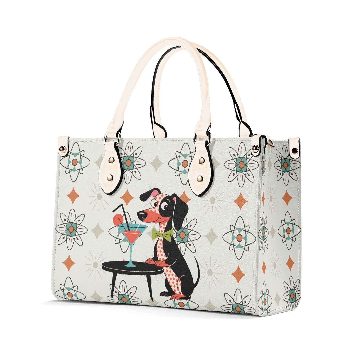 Kate McEnroe New York Mid Mod Kitsch Doxie Dog Atomic Starbursts MCM Cocktail SatchelHandbagsY576MXVW-1