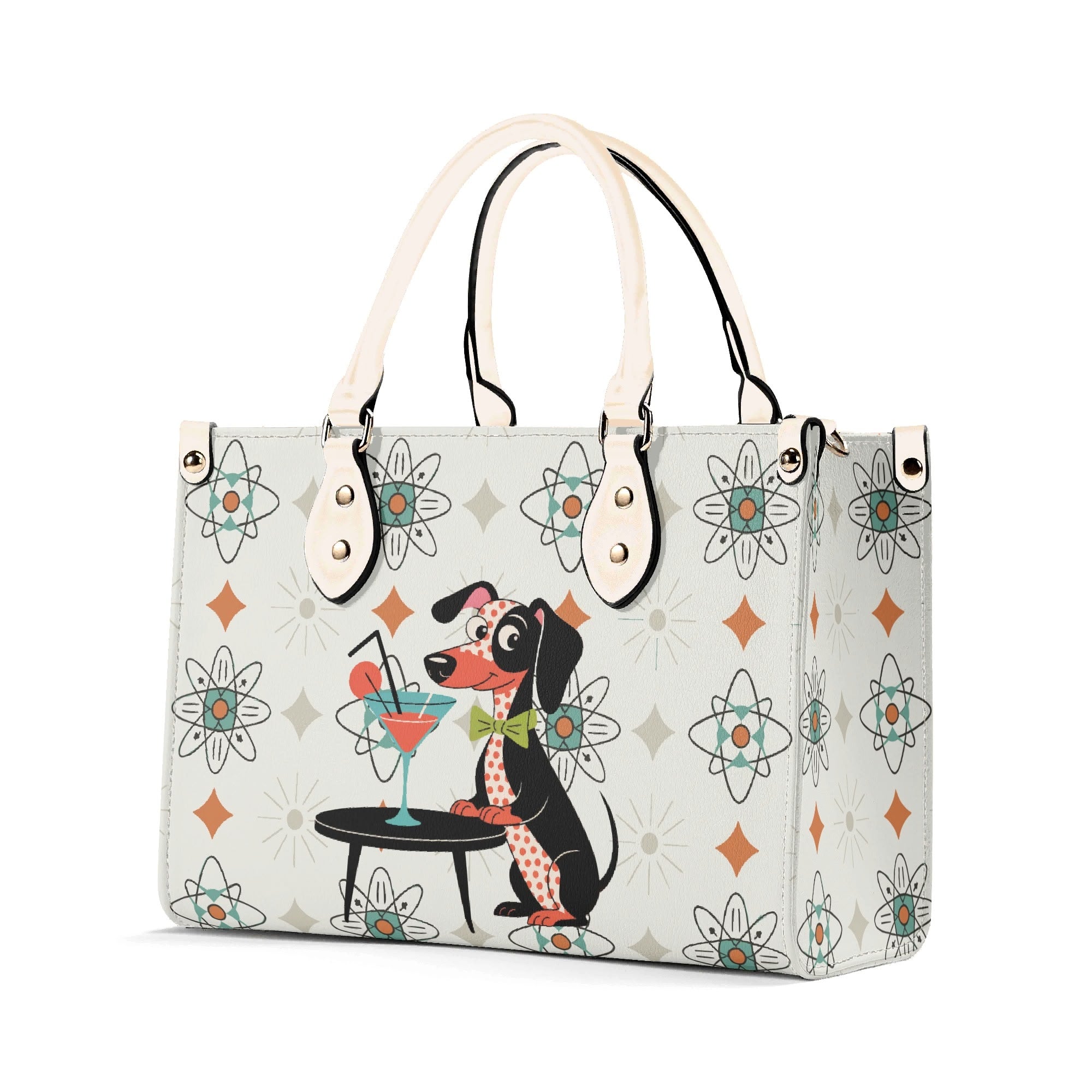 Kate McEnroe New York Mid Mod Kitsch Doxie Dog Atomic Starbursts MCM Cocktail SatchelHandbagsY576MXVW-1