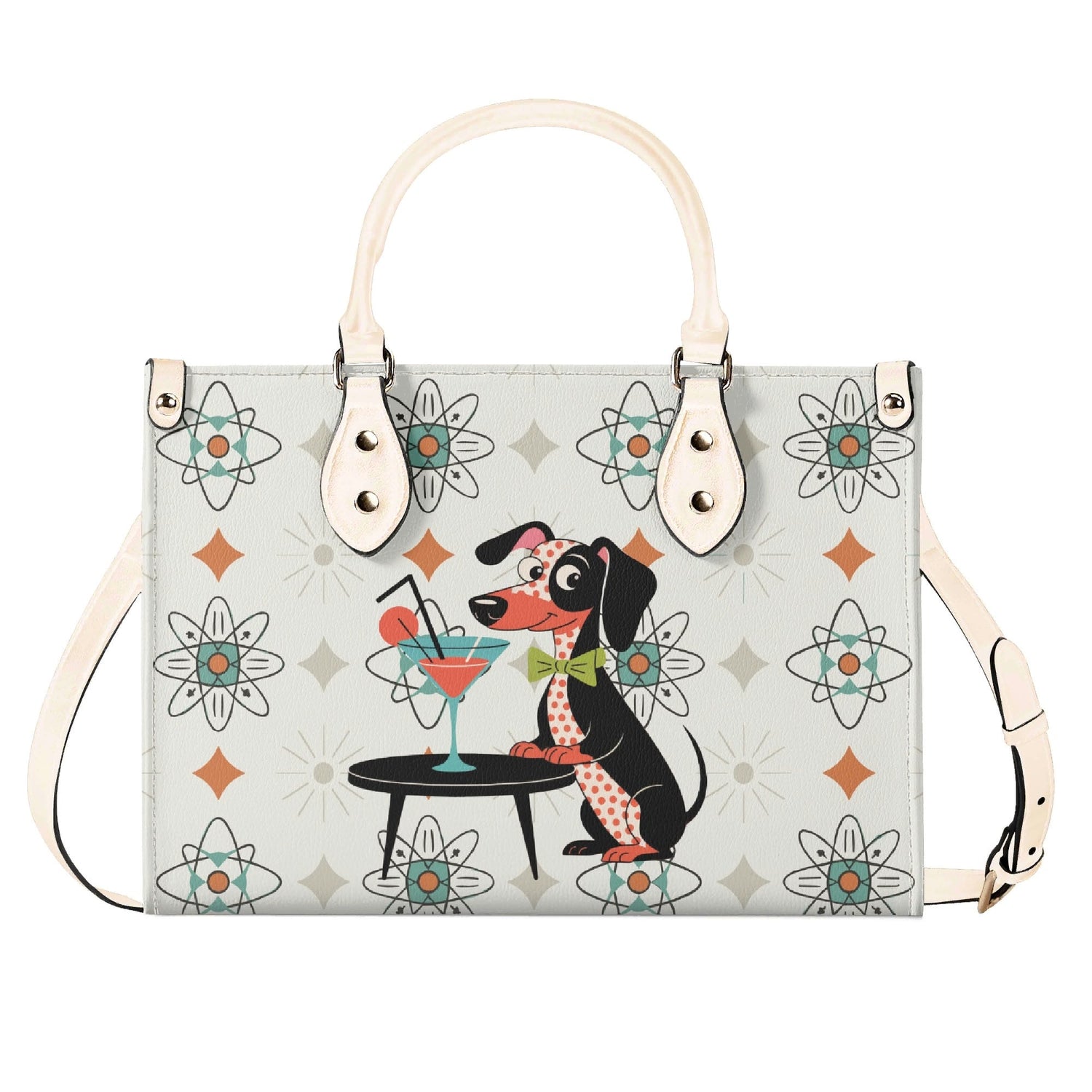 Kate McEnroe New York Mid Mod Kitsch Doxie Dog Atomic Starbursts MCM Cocktail SatchelHandbagsY576MXVW-4