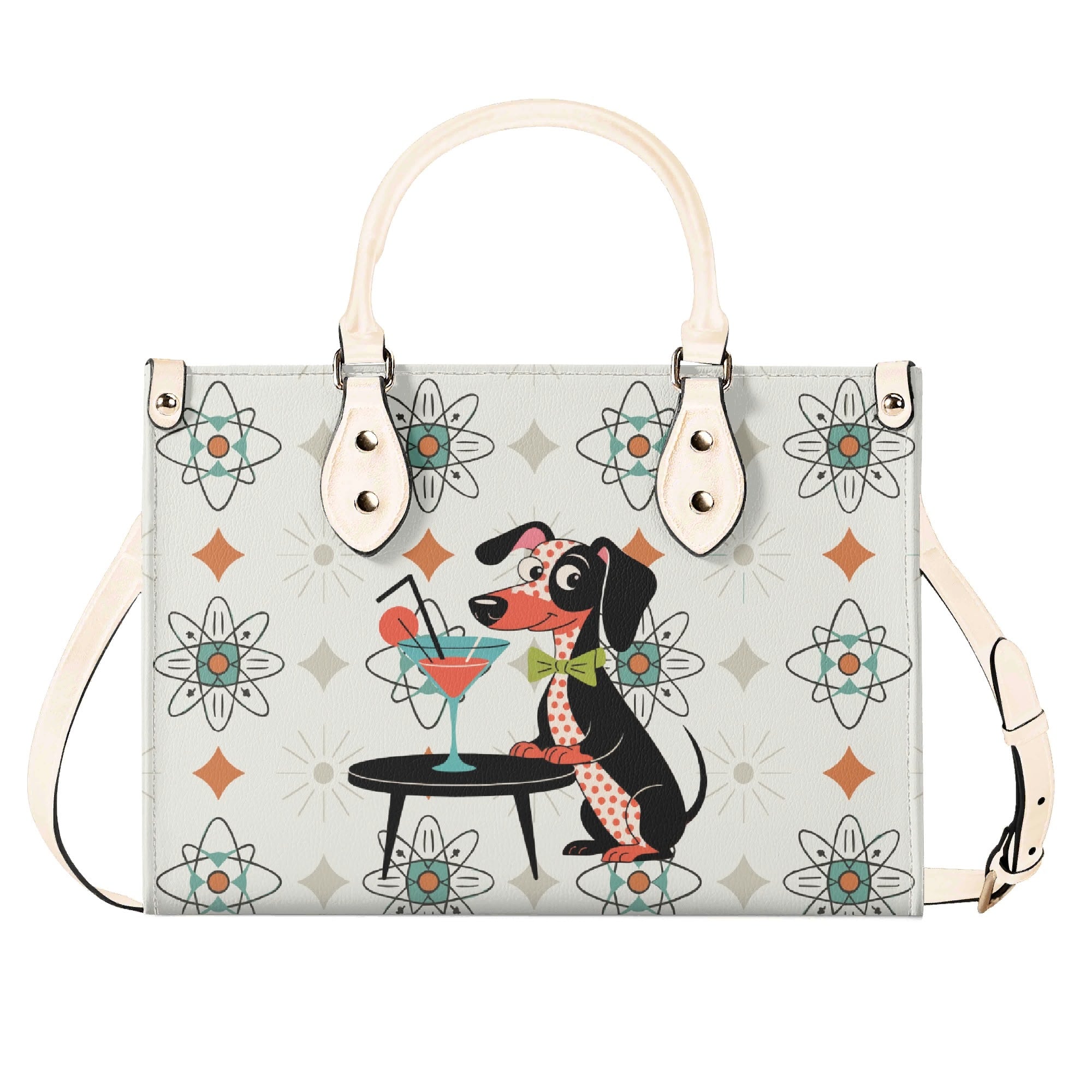 Kate McEnroe New York Mid Mod Kitsch Doxie Dog Atomic Starbursts MCM Cocktail SatchelHandbagsY576MXVW-4