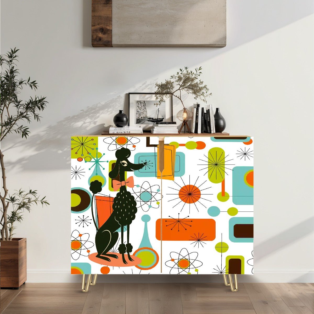 Kate McEnroe New York Mid Mod Poodle Sideboard Cabinet, Retro 50s Starburst Atomic Storage UnitStorage Cabinets8vdH0p8F8s