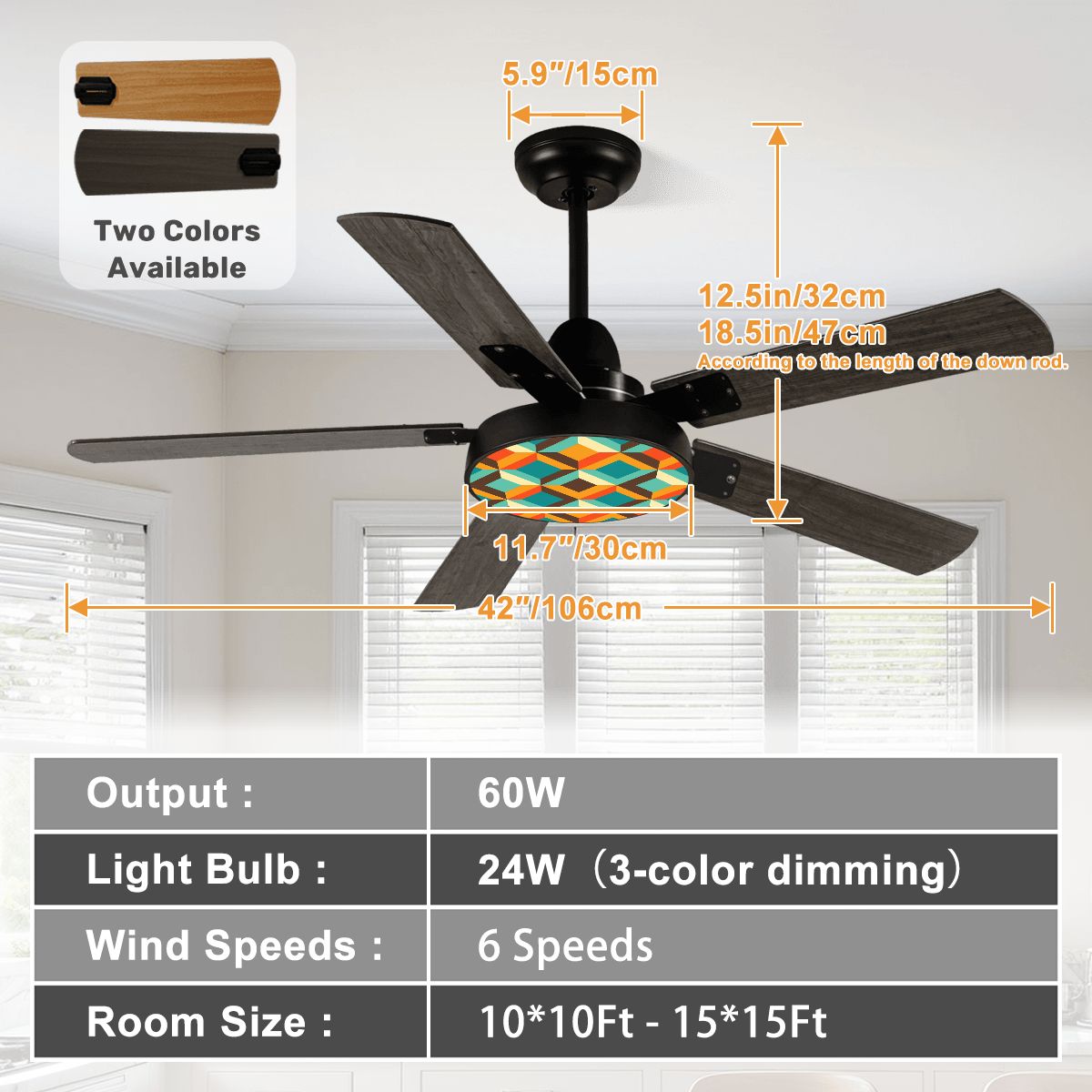 Kate McEnroe New York Mid Mod Retro 1960s Geometric Ceiling Fan with LightCeiling Fans0nEiJGQmWt