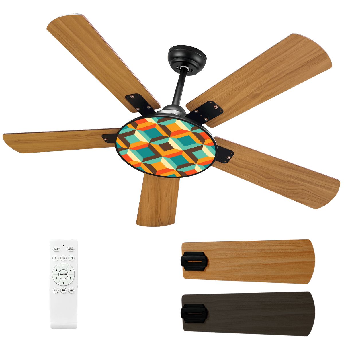 Kate McEnroe New York Mid Mod Retro 1960s Geometric Ceiling Fan with LightCeiling Fans0nEiJGQmWt