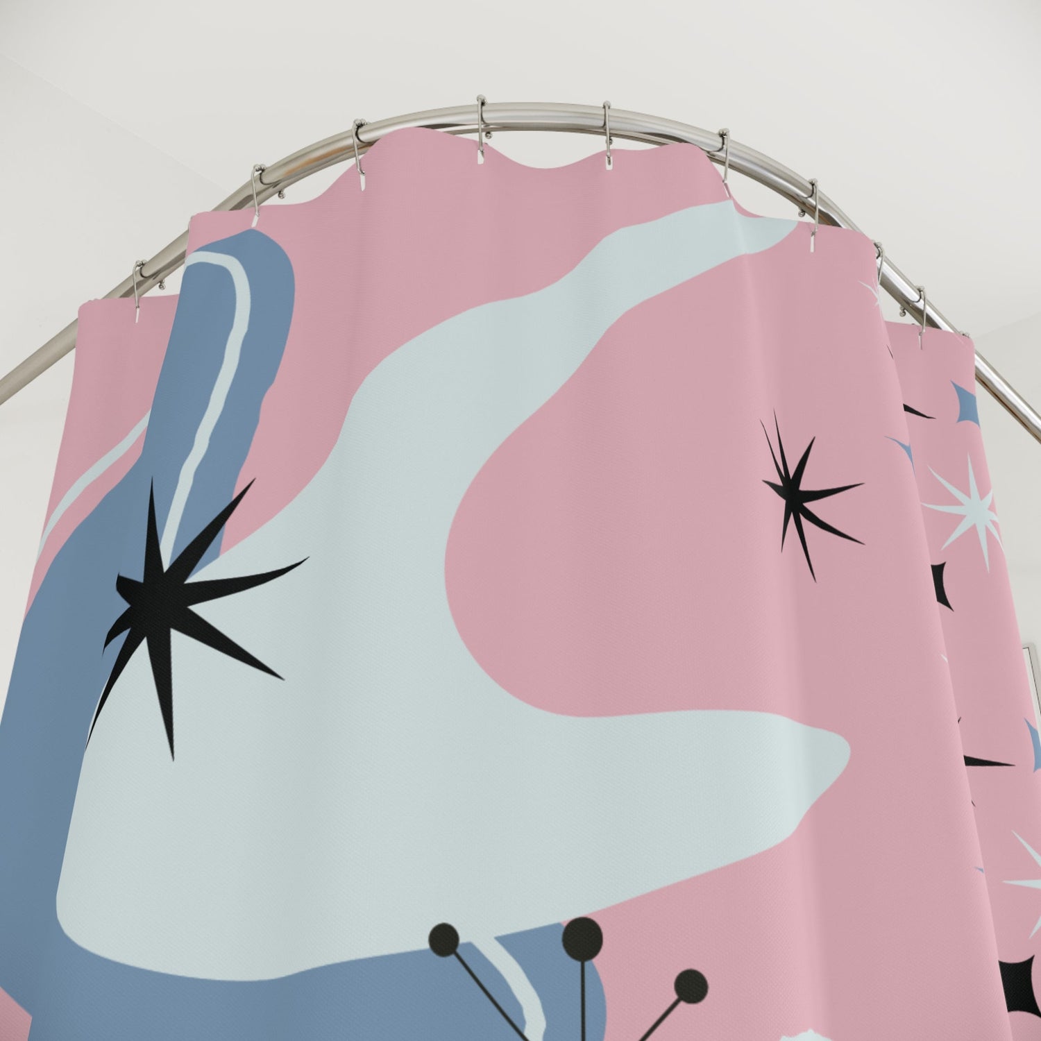 Kate McEnroe New York Mid Mod Retro Atomic Boomerang Starburst Pink Shower CurtainShower Curtains32757465093476880920