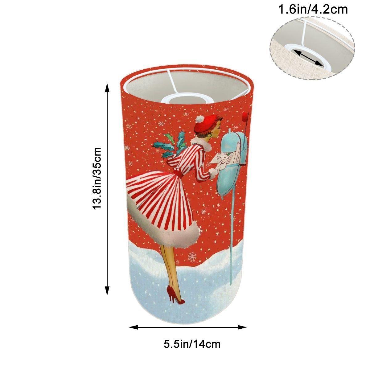 Kate McEnroe New York Mid Mod Retro Christmas Cylinder Lampshade, 50s Holiday Charm, Festive Vintage Floor Lamp AccessoryLamp ShadesKRbO5793fX