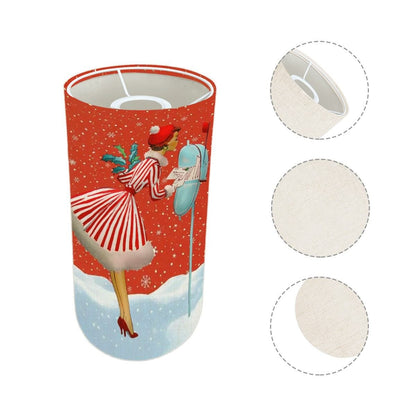 Kate McEnroe New York Mid Mod Retro Christmas Cylinder Lampshade, 50s Holiday Charm, Festive Vintage Floor Lamp AccessoryLamp ShadesKRbO5793fX