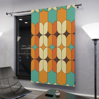 Kate McEnroe New York Mid Mod Retro Geometric Orange Turquoise Ivory Blackout Window CurtainWindow Curtains18100155067610727450